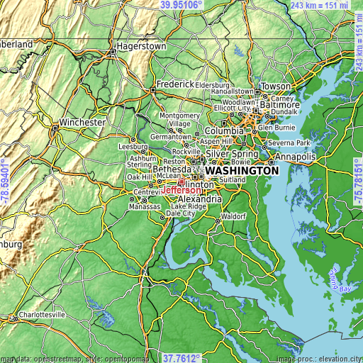 Topographic map of Jefferson