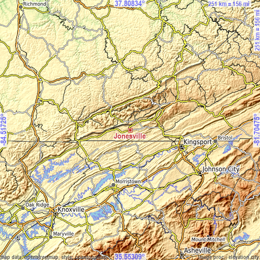 Topographic map of Jonesville