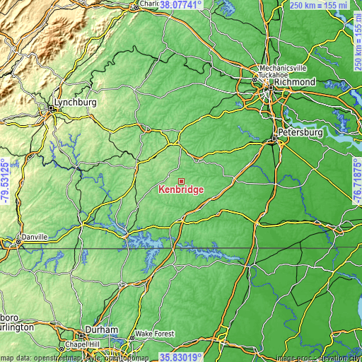 Topographic map of Kenbridge