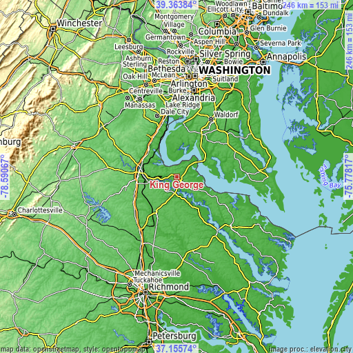 Topographic map of King George