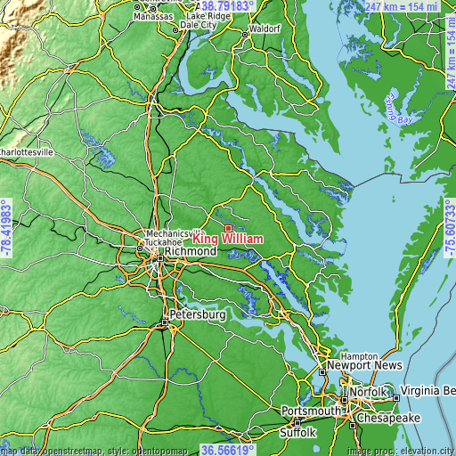 Topographic map of King William