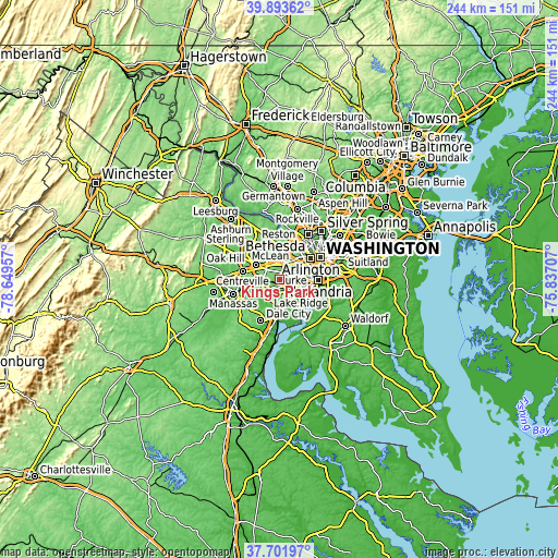 Topographic map of Kings Park