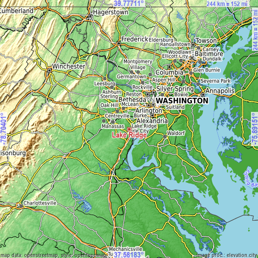 Topographic map of Lake Ridge