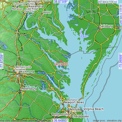 Topographic map of Lancaster