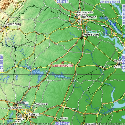 Topographic map of Lawrenceville