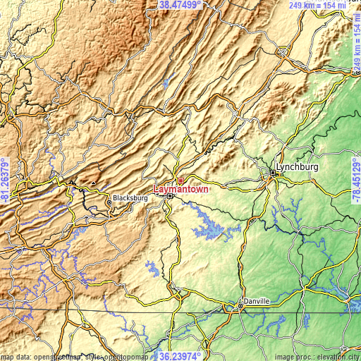 Topographic map of Laymantown