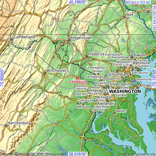 Topographic map of Leesburg