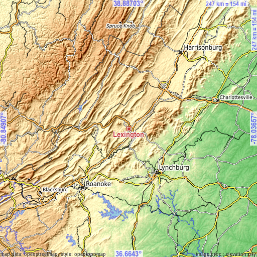 Topographic map of Lexington