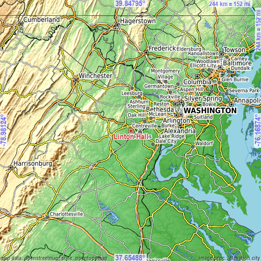 Topographic map of Linton Hall