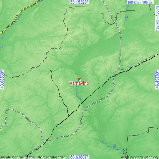 Topographic map of Varnavino