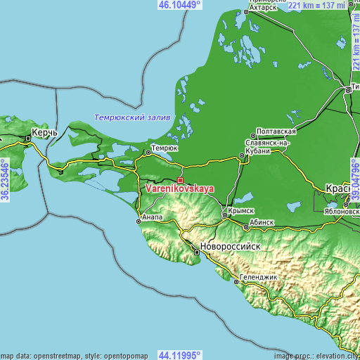 Topographic map of Varenikovskaya