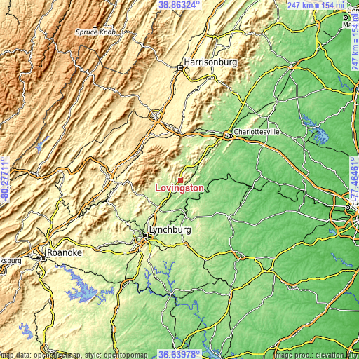 Topographic map of Lovingston