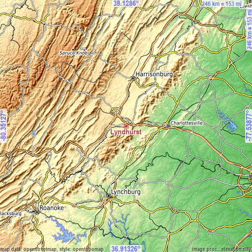 Topographic map of Lyndhurst