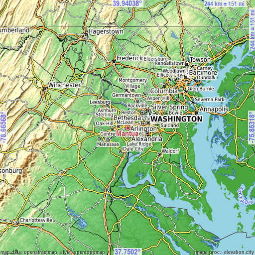 Topographic map of Mantua