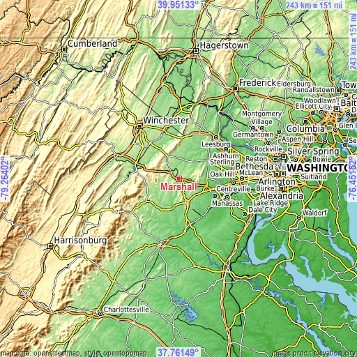 Topographic map of Marshall