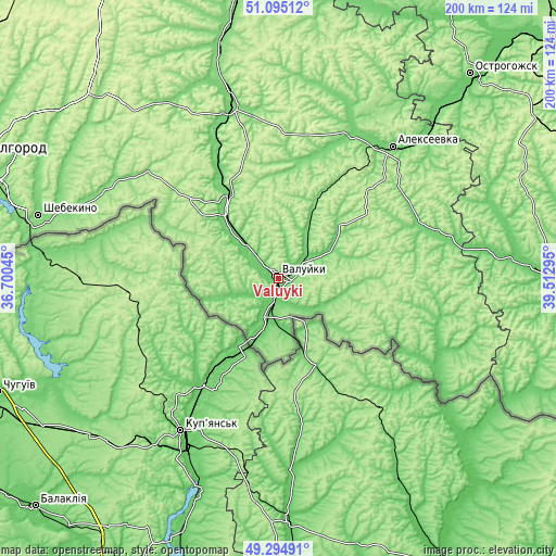 Topographic map of Valuyki