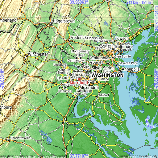 Topographic map of Merrifield