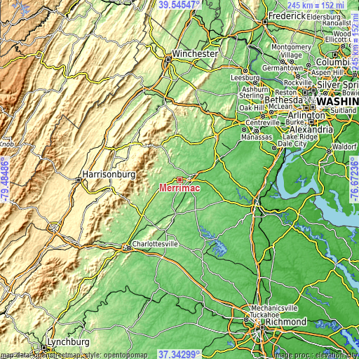 Topographic map of Merrimac