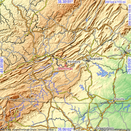 Topographic map of Merrimac