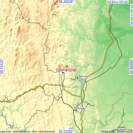 Topographic map of Valerianovsk