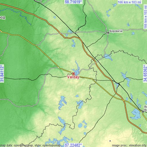 Topographic map of Valday