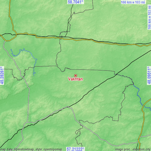 Topographic map of Vakhtan