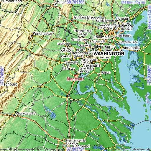 Topographic map of Montclair