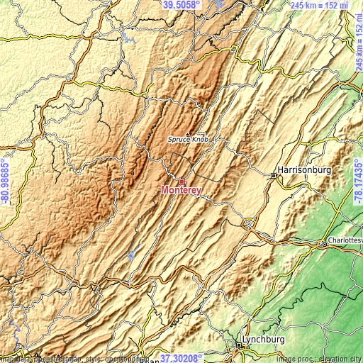 Topographic map of Monterey