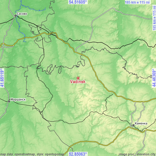 Topographic map of Vadinsk