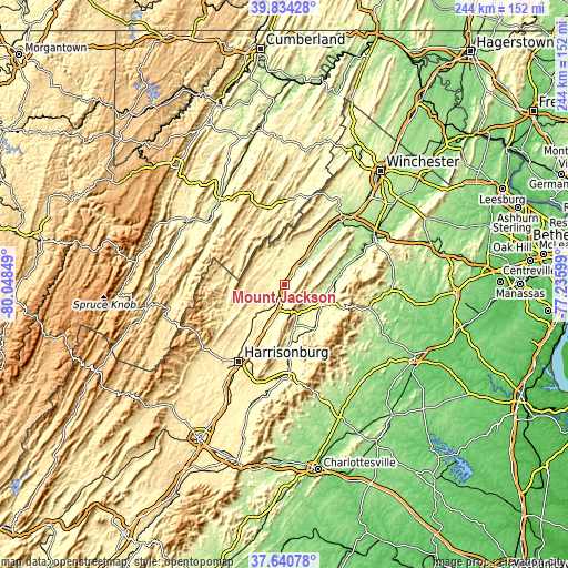 Topographic map of Mount Jackson