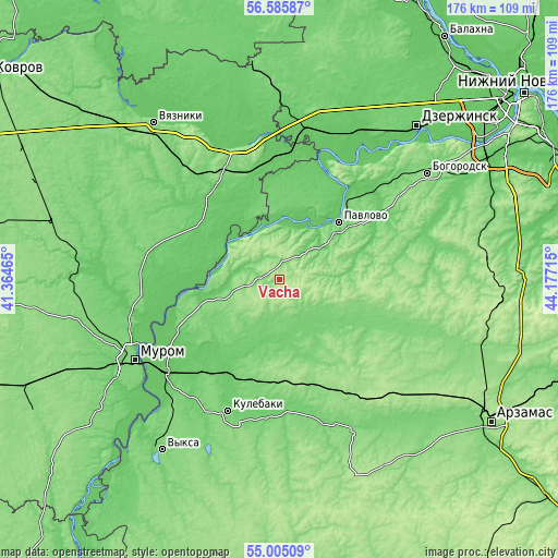 Topographic map of Vacha