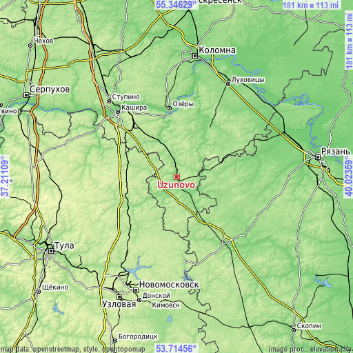 Topographic map of Uzunovo