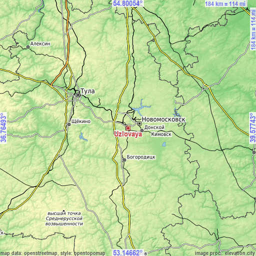 Topographic map of Uzlovaya