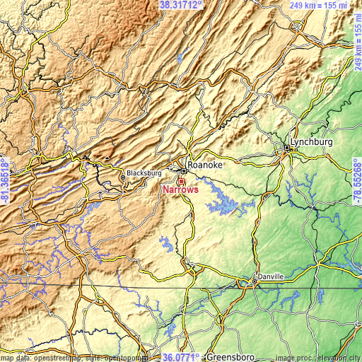 Topographic map of Narrows