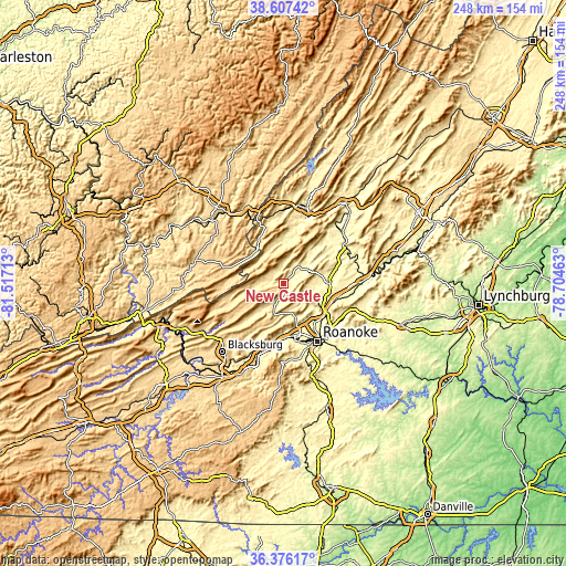 Topographic map of New Castle