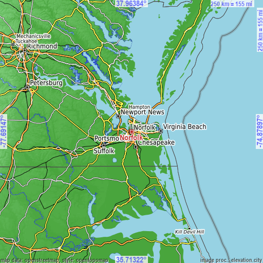 Topographic map of Norfolk