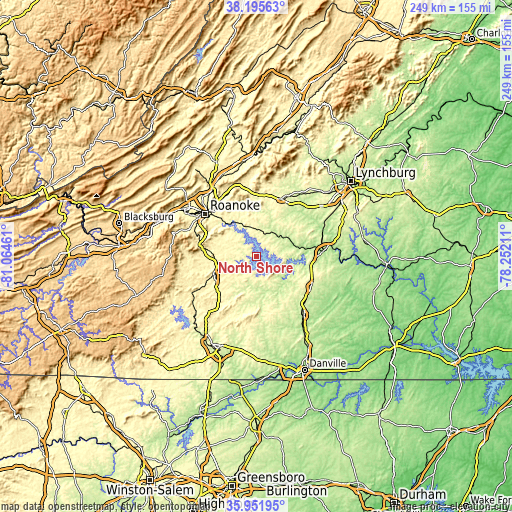 Topographic map of North Shore