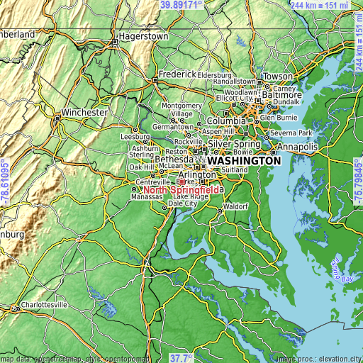 Topographic map of North Springfield