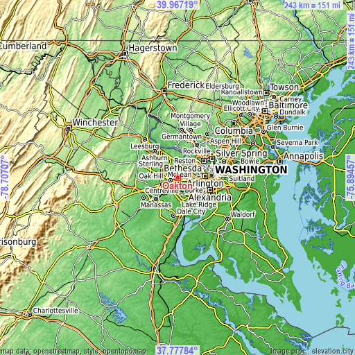 Topographic map of Oakton