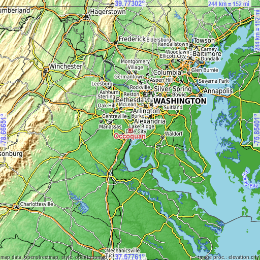 Topographic map of Occoquan