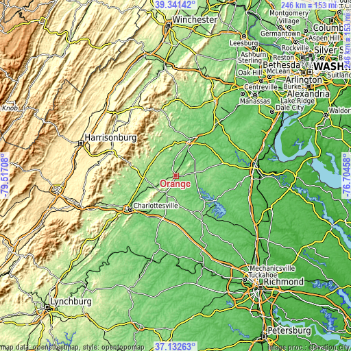 Topographic map of Orange