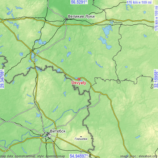 Topographic map of Usvyaty