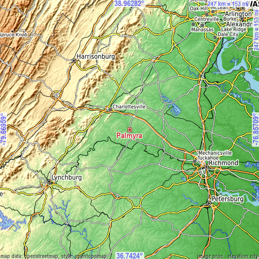 Topographic map of Palmyra