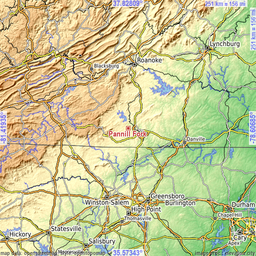 Topographic map of Pannill Fork