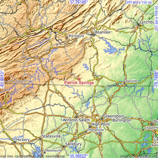 Topographic map of Patrick Springs