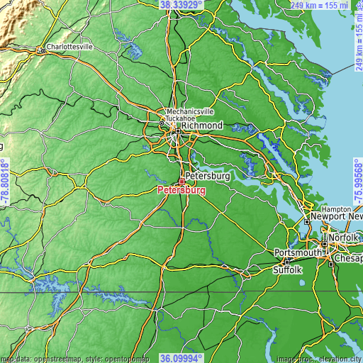 Topographic map of Petersburg