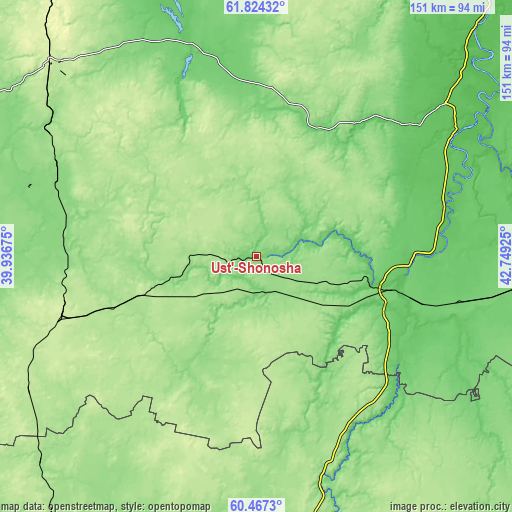 Topographic map of Ust’-Shonosha