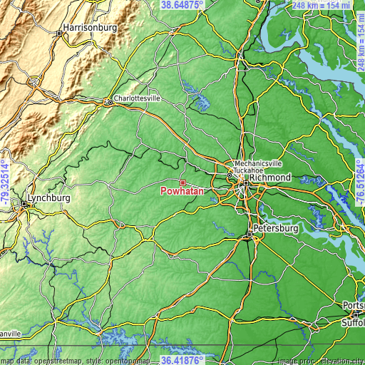 Topographic map of Powhatan