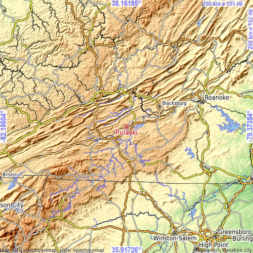 Topographic map of Pulaski