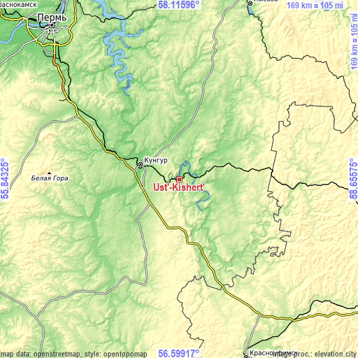 Topographic map of Ust’-Kishert’